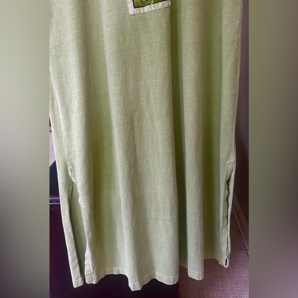 VINTAGE VIVA CITY USA Green Patchwork Cotton Oversized Lagenlook Midi Dress | L - Picture 9 of 15